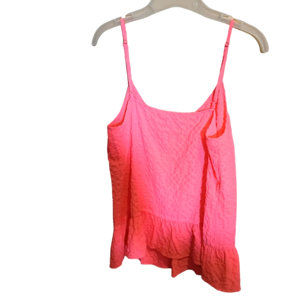 Lilly Pulitzer Coral Pink Textured Peplum Tank Top - Picture 7 of 7